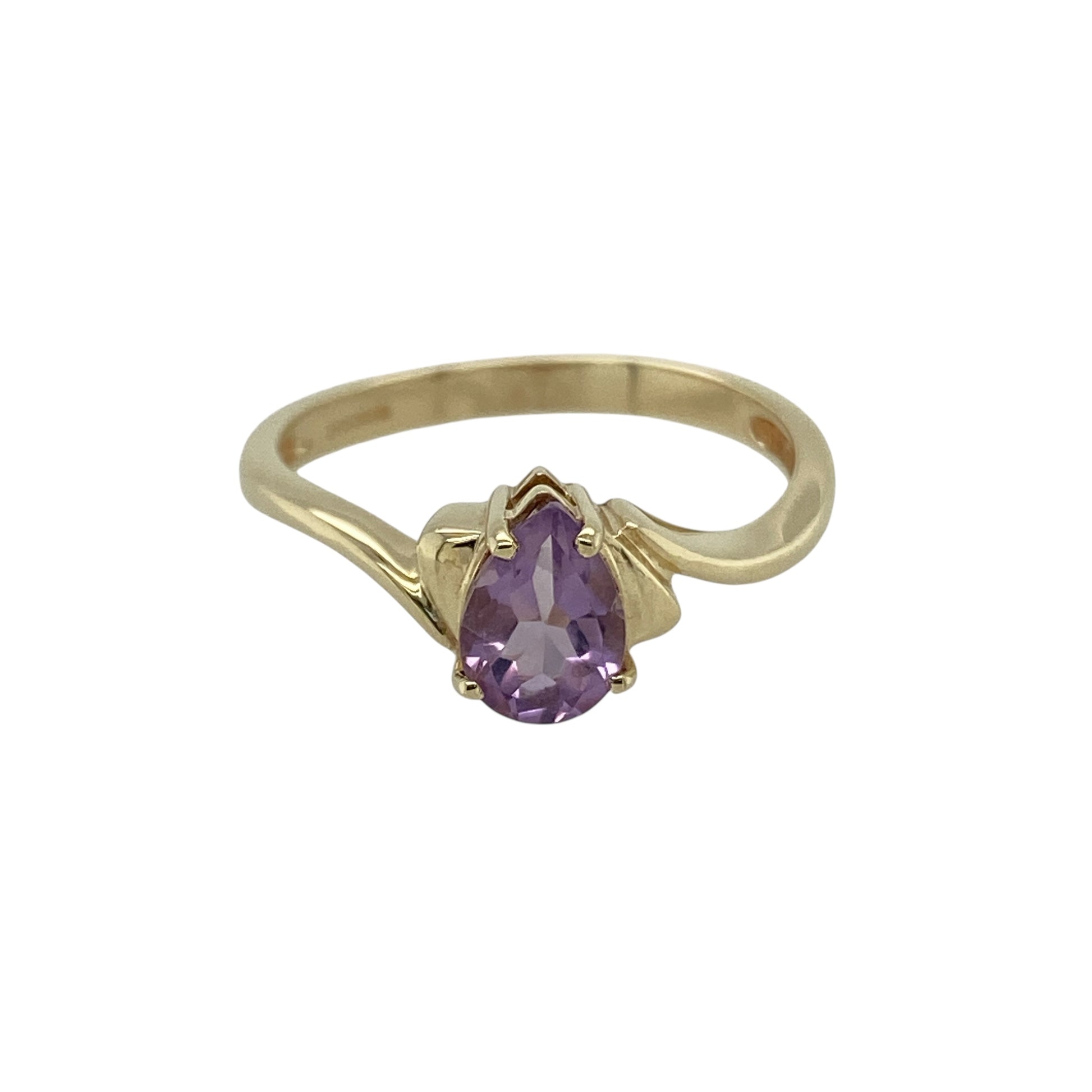 9ct Gold & Amethyst Teardrop Set Ring