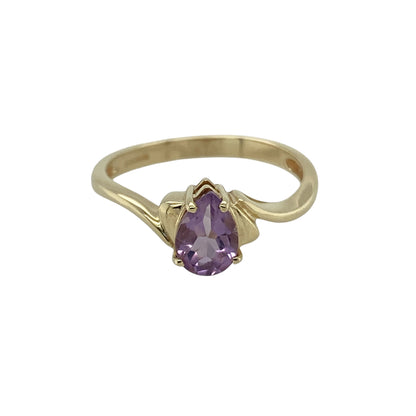 9ct Gold & Amethyst Teardrop Set Ring
