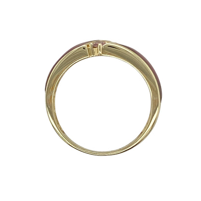 9ct Gold Pink Sapphire & Pink Mother of Pearl Set Band Ring