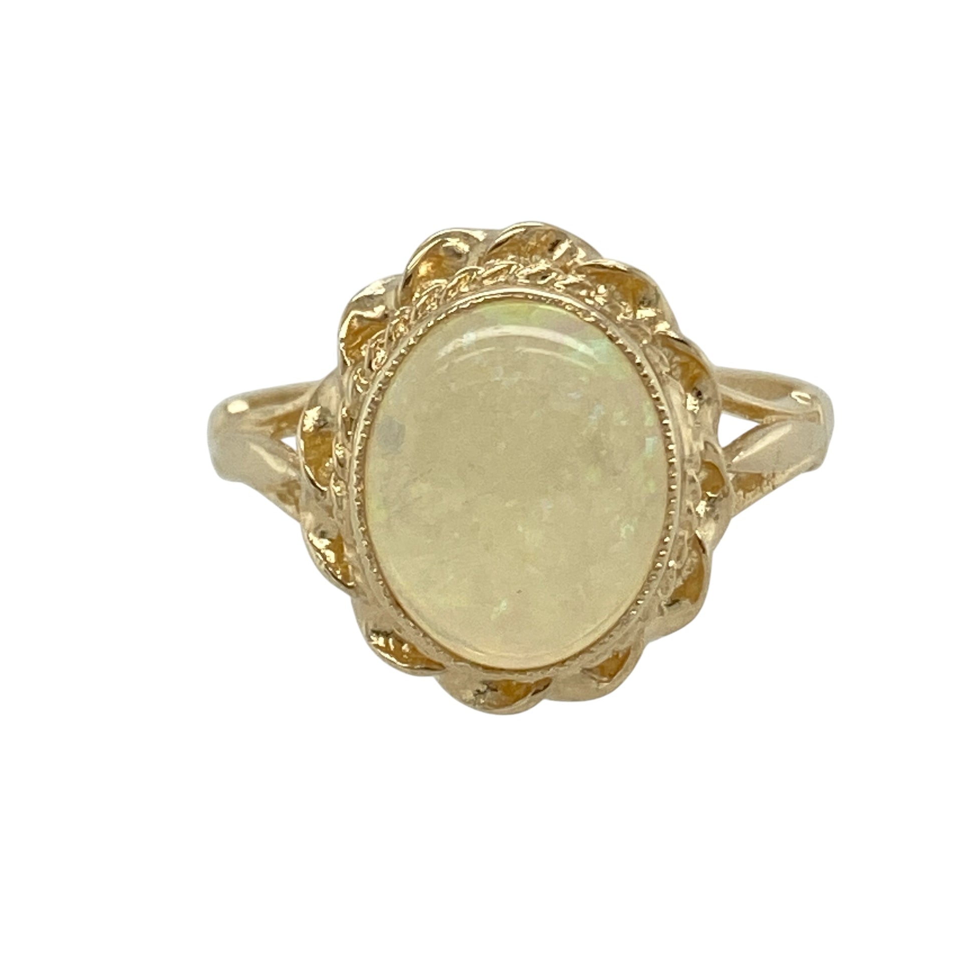 9ct Gold & Opalique Oval Rope Style Ring