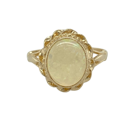 9ct Gold & Opalique Oval Rope Style Ring