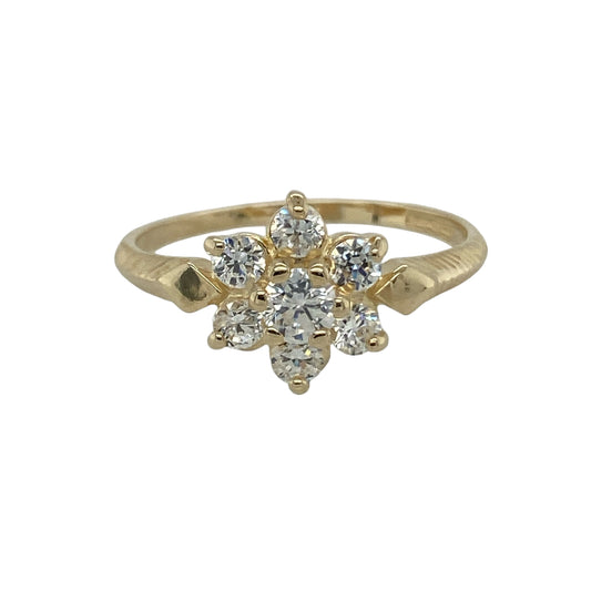 9ct Gold & Cubic Zirconia Set Flower Cluster Ring