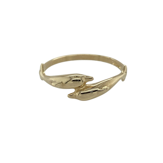 9ct Gold Double Dolphin Wrap Around Ring