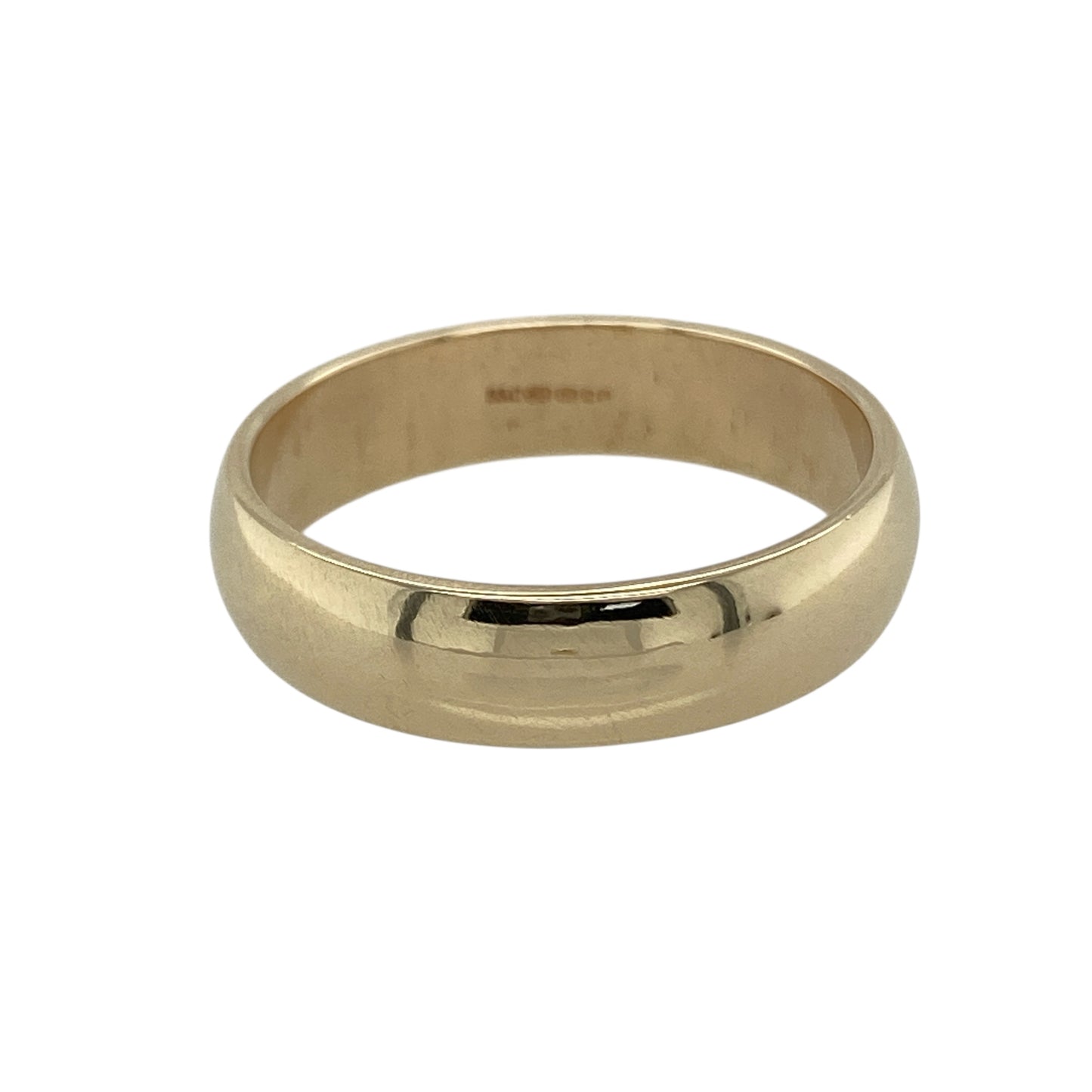 Bring classic elegance and lasting tradition to your collection with this pre-owned 9ct yellow gold wedding band ring, a timeless design perfect for life’s most meaningful moments.

Design: The ring features a traditional 5mm wide band, offering a balanced profile with a refined presence.
Material: Made from 9-carat yellow gold, the polished finish highlights the warm and classic tone of the band.