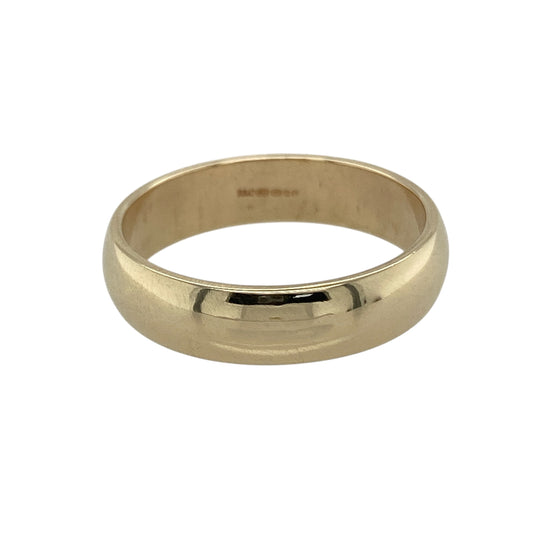 Bring classic elegance and lasting tradition to your collection with this pre-owned 9ct yellow gold wedding band ring, a timeless design perfect for life’s most meaningful moments.

Design: The ring features a traditional 5mm wide band, offering a balanced profile with a refined presence.
Material: Made from 9-carat yellow gold, the polished finish highlights the warm and classic tone of the band.