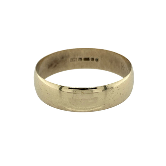 Bring timeless style and bold elegance to your collection with this pre-owned 9ct yellow gold wedding band ring, a classic piece designed to celebrate life’s most meaningful moments.

Design: The ring features a traditional 6mm wide band, offering a substantial and distinguished profile.
Material: Made from 9-carat yellow gold, the polished finish highlights the band’s warm tone and refined appearance.