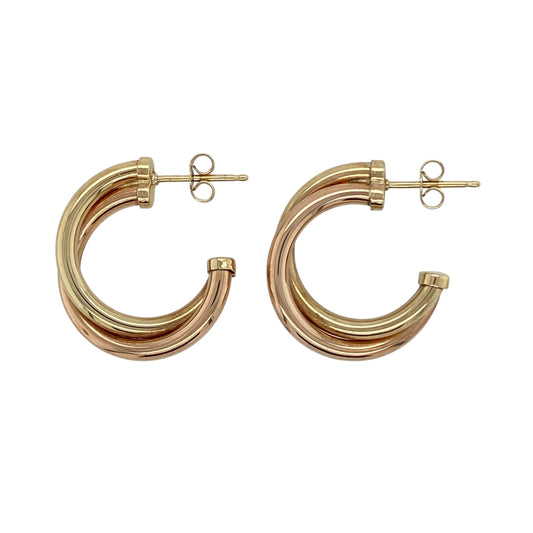 9ct Gold Twisted Half Hoop Stud Earrings