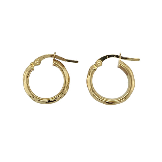 18ct Gold Small Patterned Hoop Creole Earrings