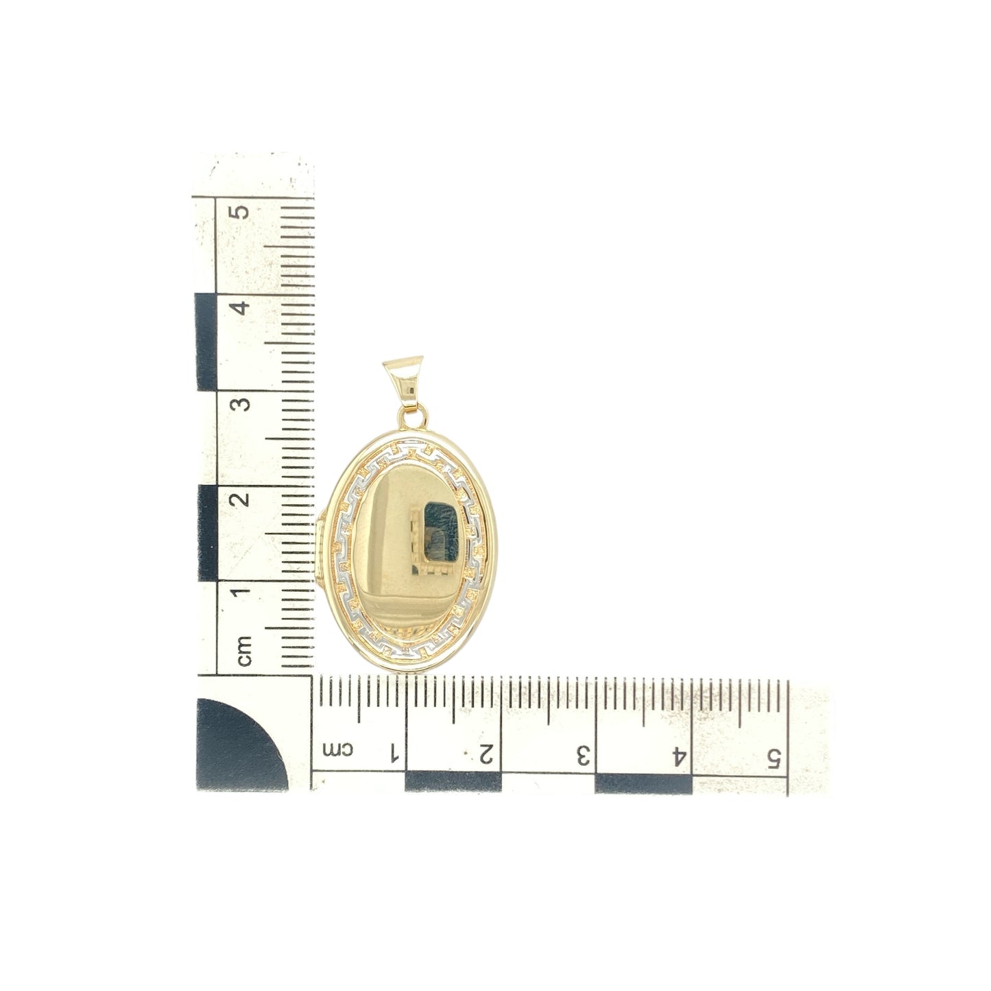 9ct Gold Greek Key Oval Locket