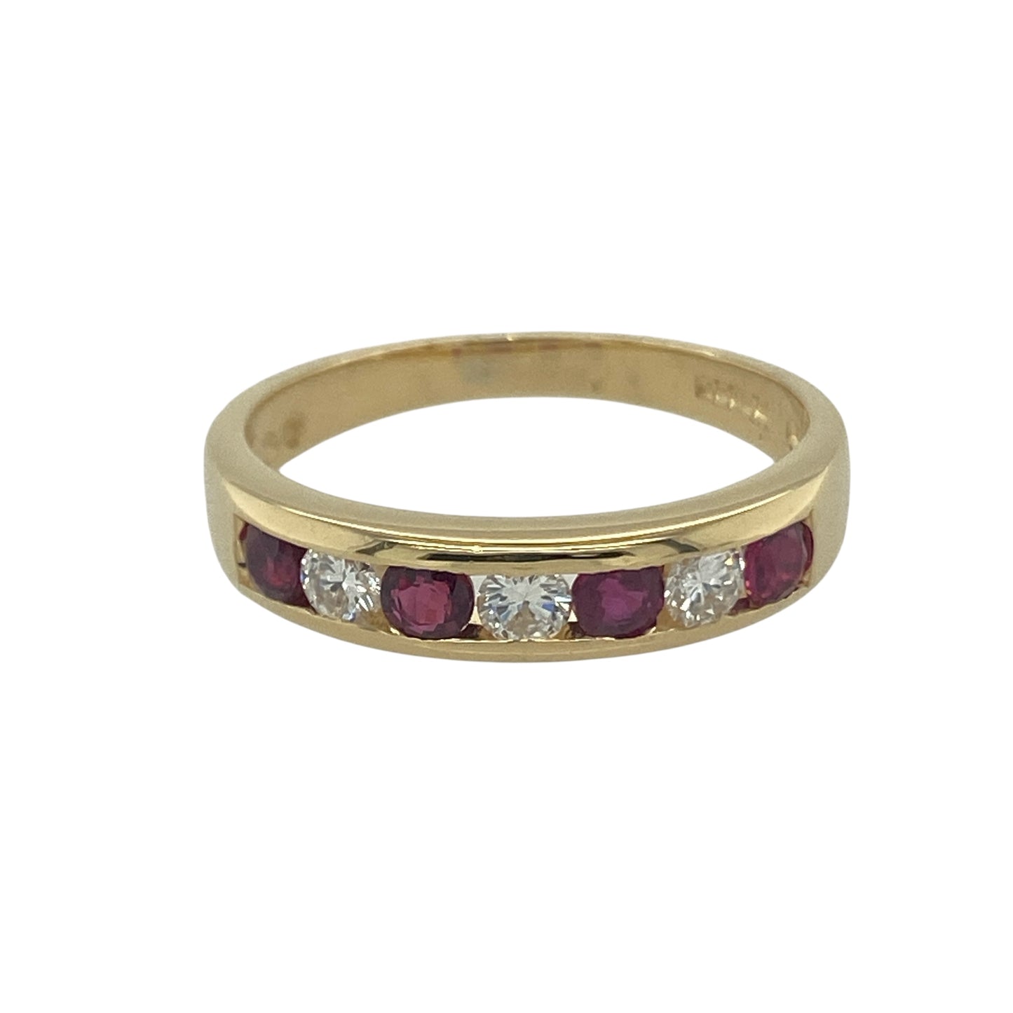 18ct Gold Diamond & Ruby Set Band Ring