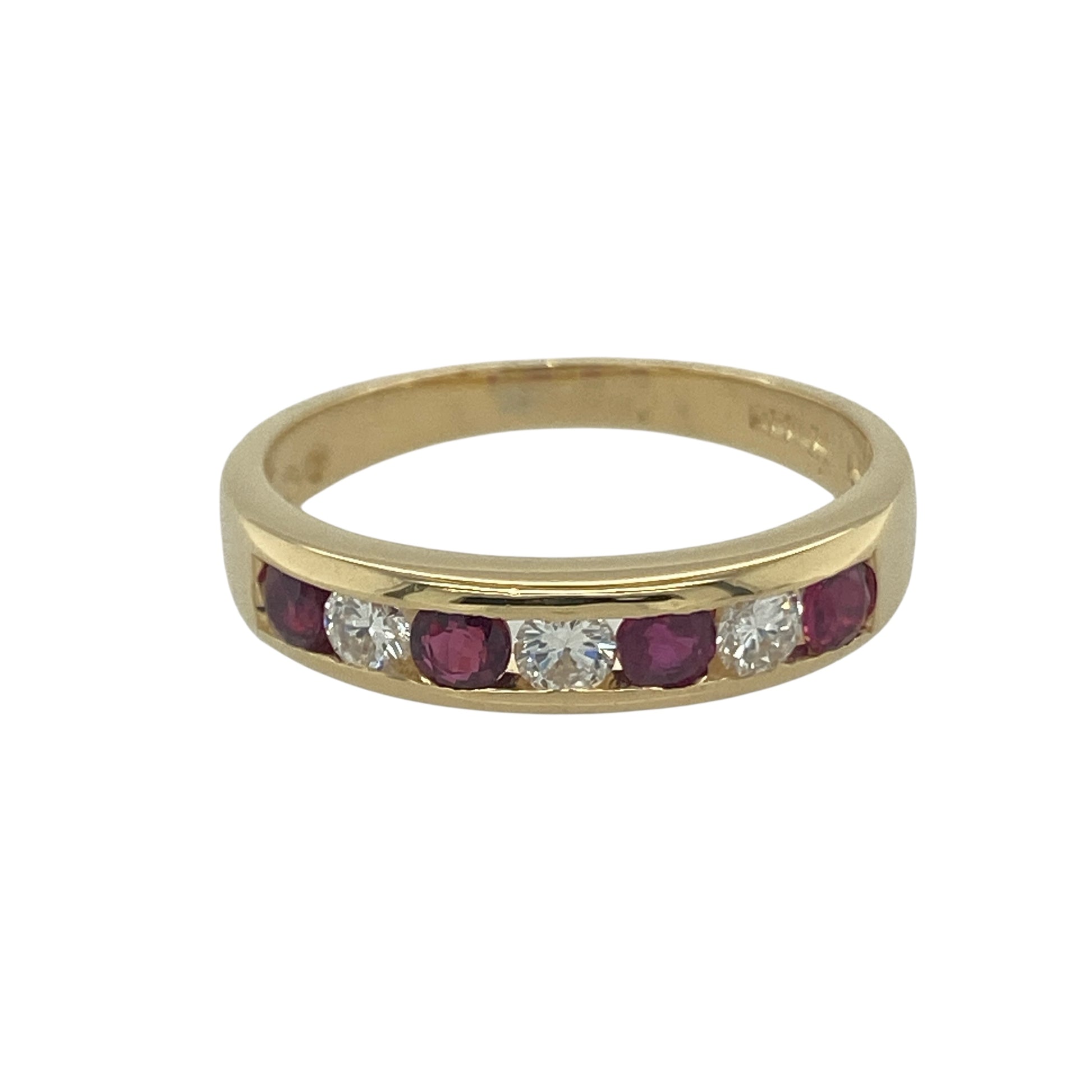 18ct Gold Diamond & Ruby Set Band Ring