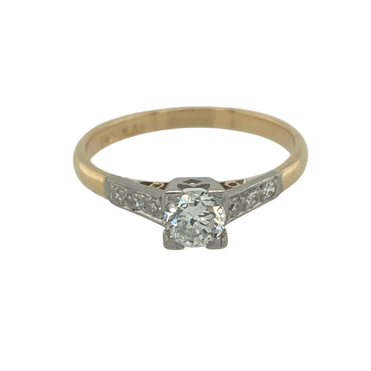 9ct Gold & Platinum Diamond Set Solitaire Ring