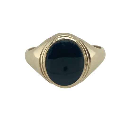 9ct Gold & Onyx Set Oval Signet Ring
