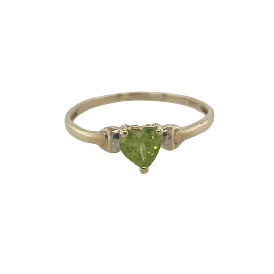9ct Gold & Heart Peridot Set Ring
