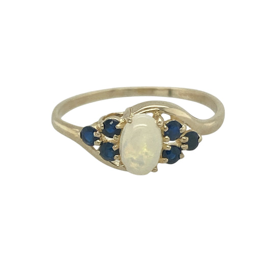 9ct Gold Sapphire & Opalique Set Ring