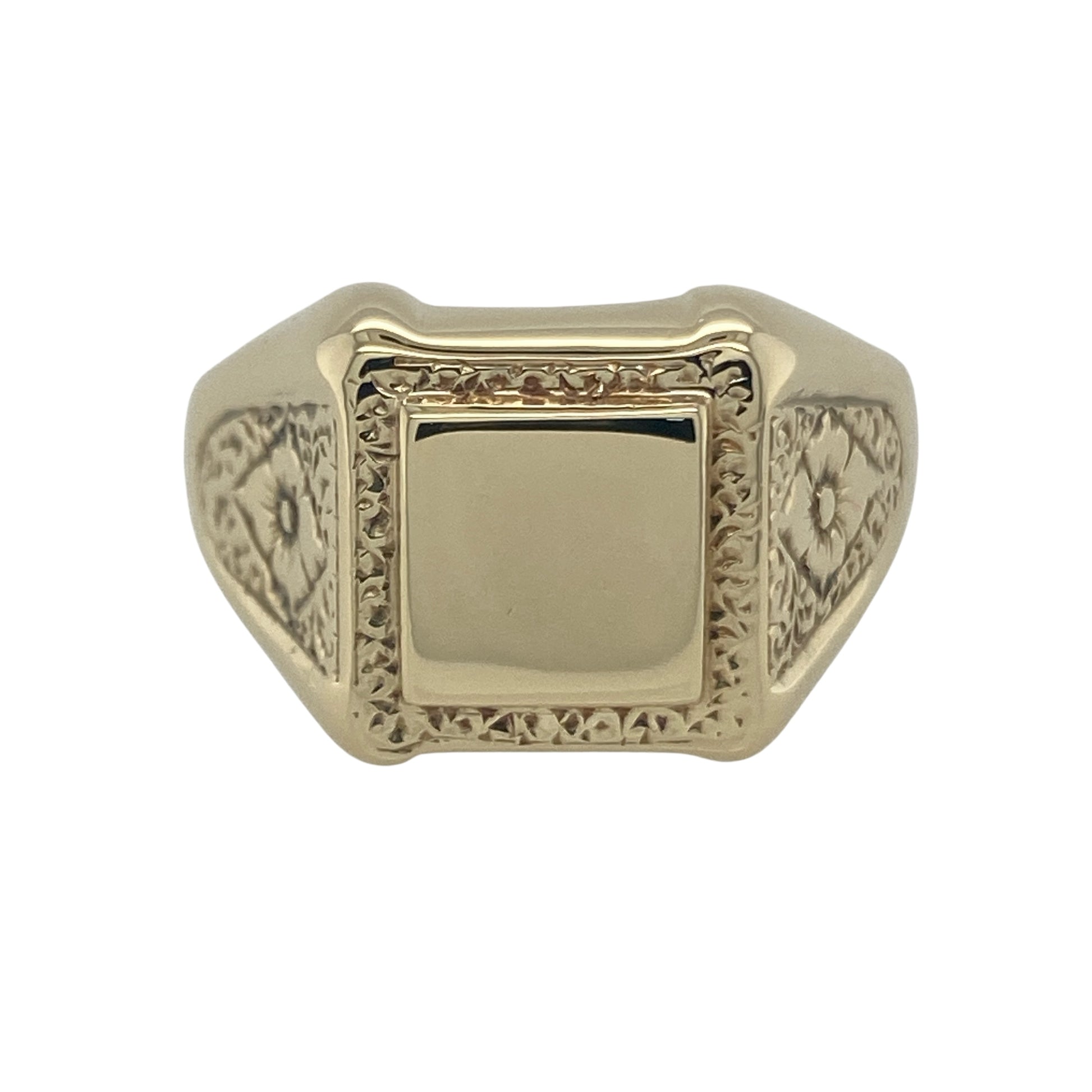 9ct Gold Patterned Square Signet Ring