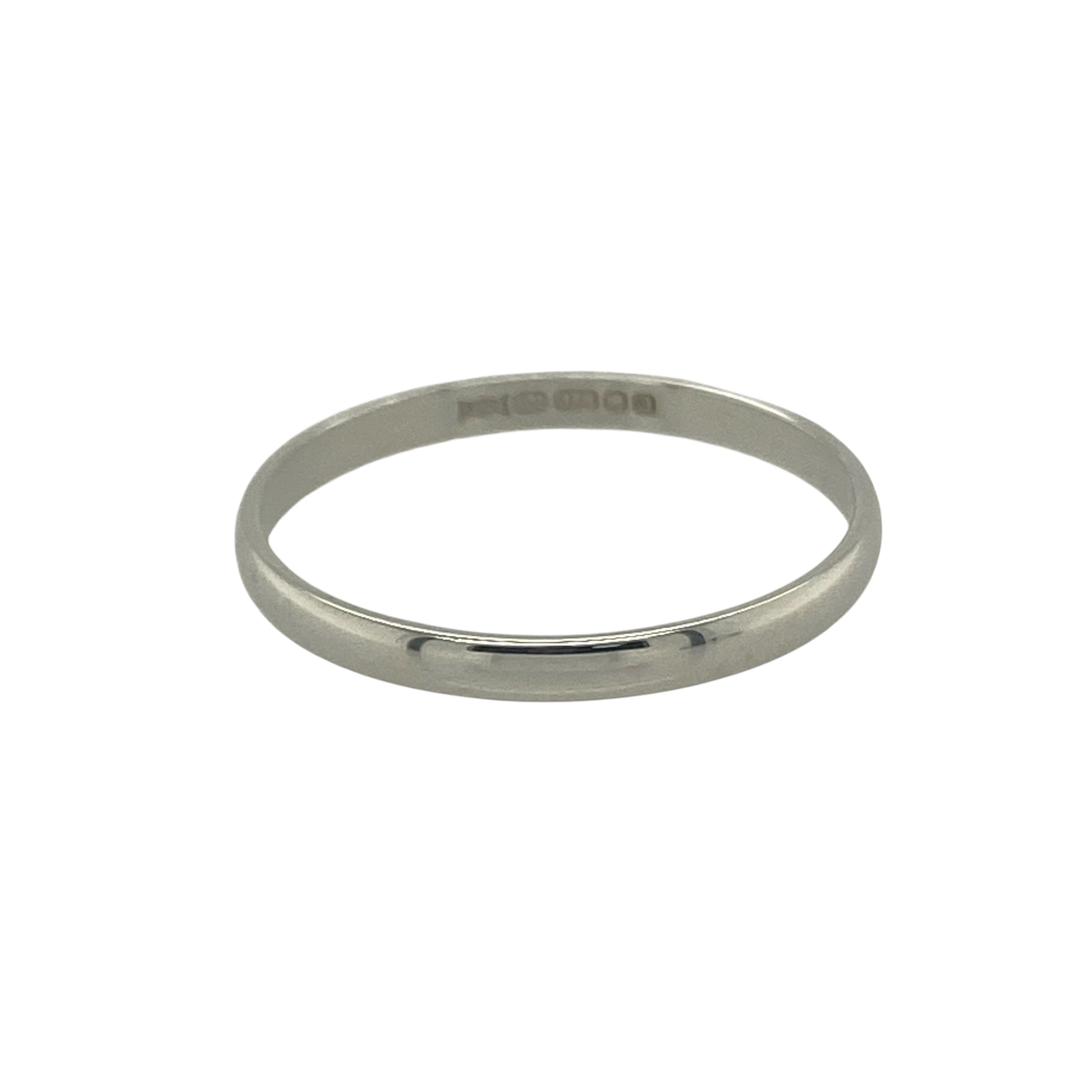 Bring simple elegance and timeless style to your collection with this pre-owned 9ct white gold wedding band ring, a classic choice for everyday wear or marking life’s special moments.

Design: The ring features a slim 2mm wide band, offering a delicate and understated profile.
Material: Made from 9-carat white gold, the polished finish provides a sleek and modern glow.
Ring Detail: Versatile and meaningful, this ring is ideal as a wedding band, commitment ring, or a subtle accessory to complement any style.