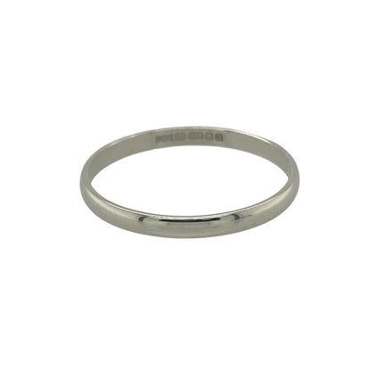 Bring simple elegance and timeless style to your collection with this pre-owned 9ct white gold wedding band ring, a classic choice for everyday wear or marking life’s special moments.

Design: The ring features a slim 2mm wide band, offering a delicate and understated profile.
Material: Made from 9-carat white gold, the polished finish provides a sleek and modern glow.
Ring Detail: Versatile and meaningful, this ring is ideal as a wedding band, commitment ring, or a subtle accessory to complement any style.