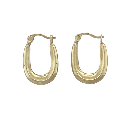 9ct Gold Small Oval Creole Earrings