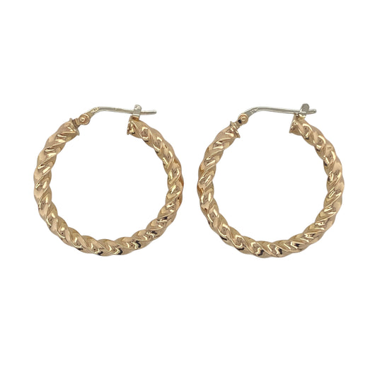 9ct Gold Twisted Hoop Creole Earrings