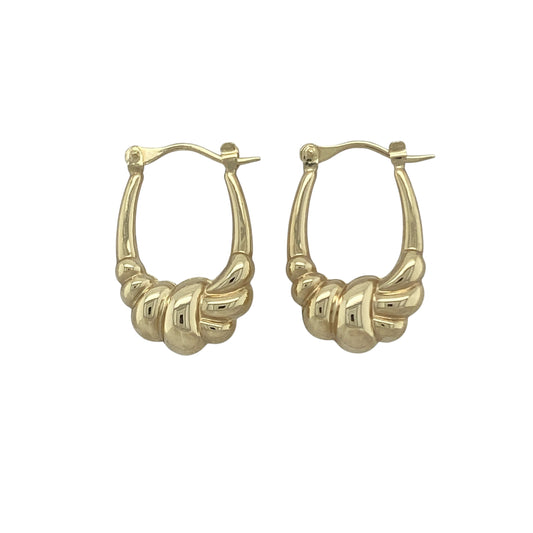 9ct Gold Twisted Oval Creole Earrings