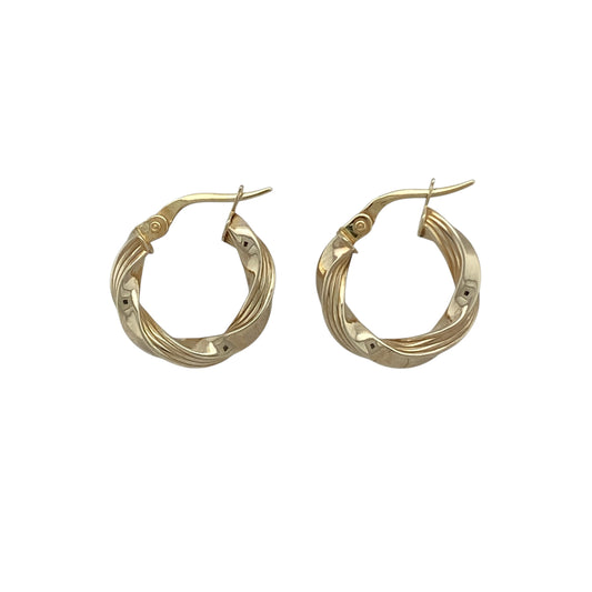 9ct Gold Small Twisted Hoop Creole Earrings