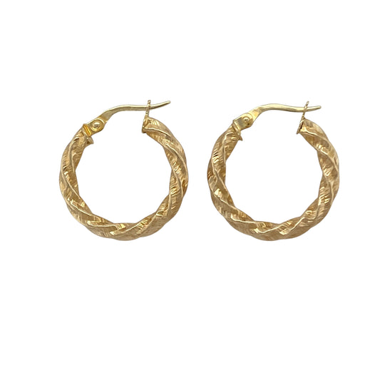 9ct Gold Twisted Hoop Creole Earrings