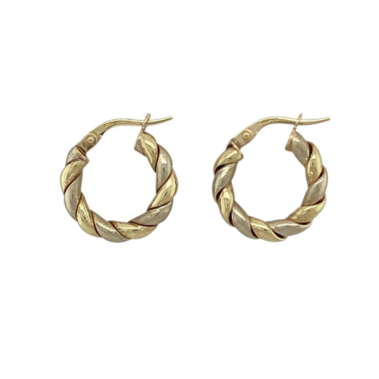 9ct Gold Small Twisted Hoop Creole Earrings