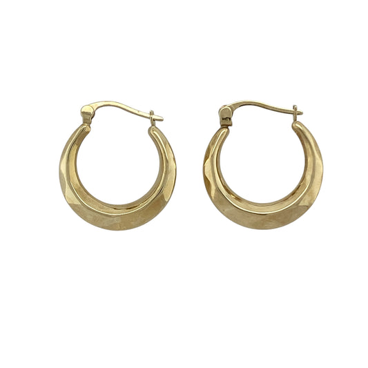 9ct Gold Textured Hoop Creole Earrings
