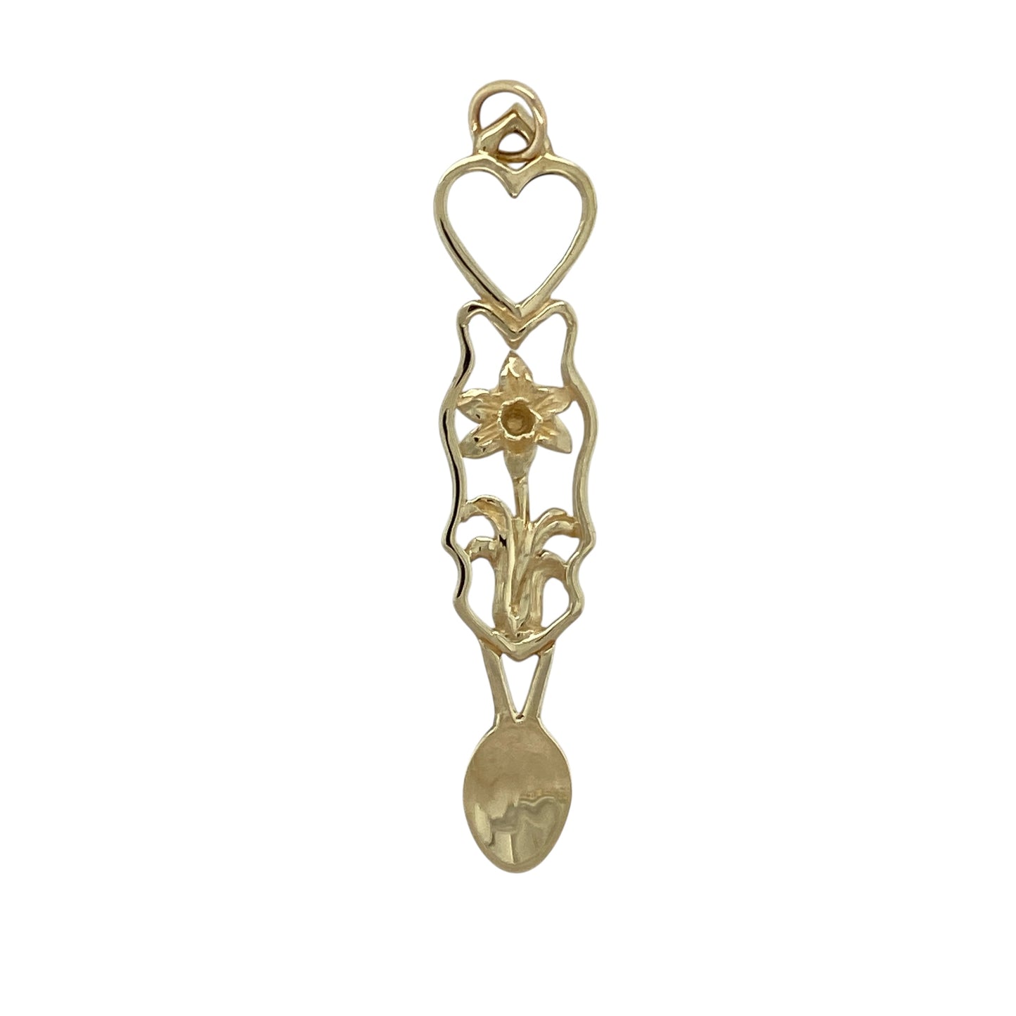 9ct Gold Welsh Daffodil Lovespoon Pendant