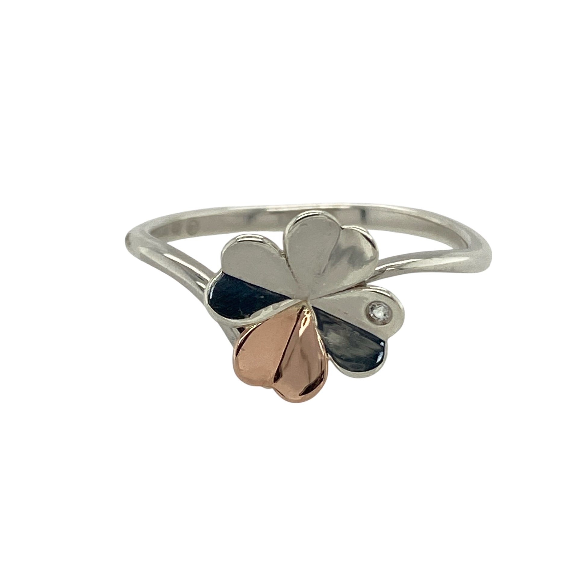 925 Silver & White Topaz Set Clogau Pob Lwc Silver Four Leaf Clover Ring
