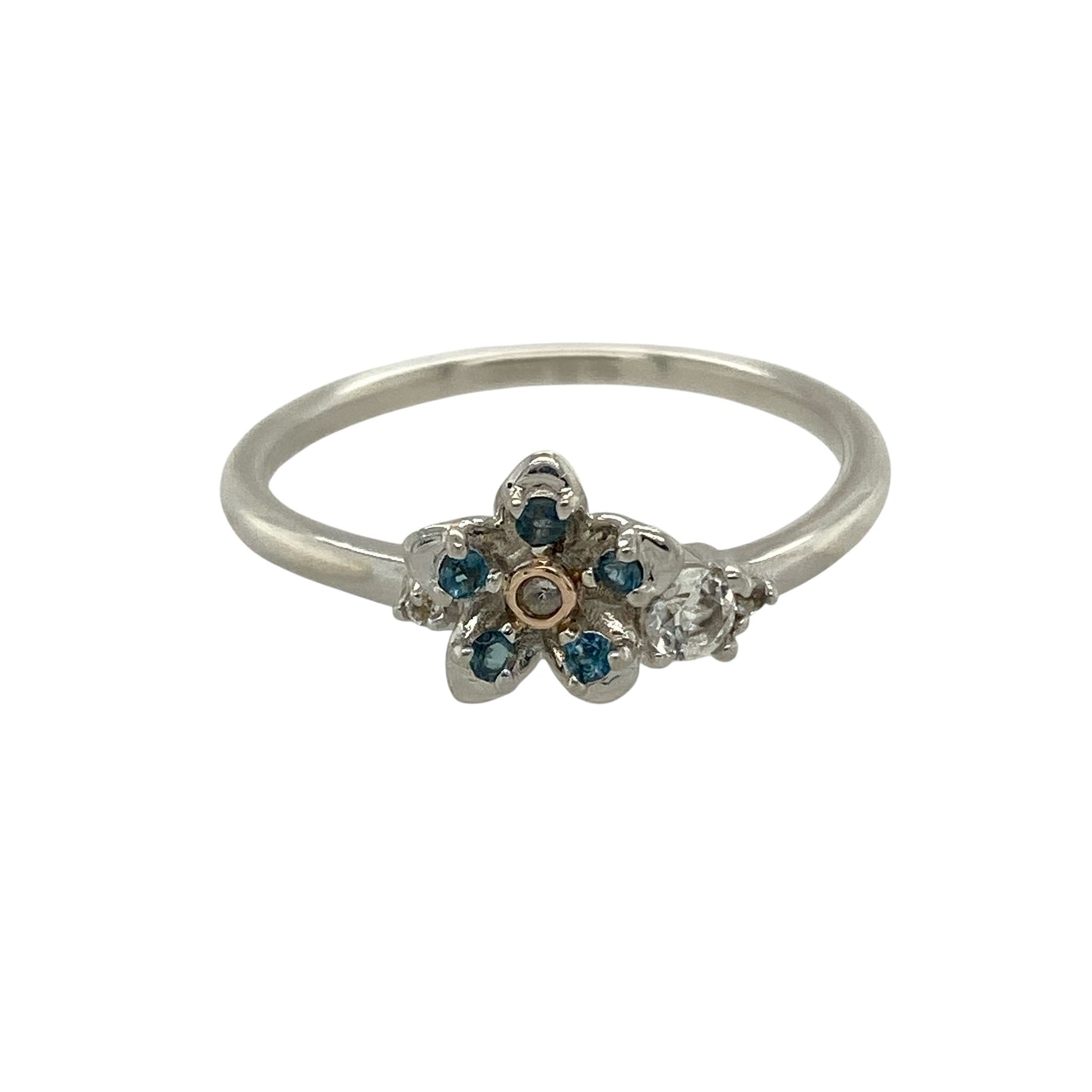 925 Silver & Blue Stone Set Forget me Not Clogau Flower Ring