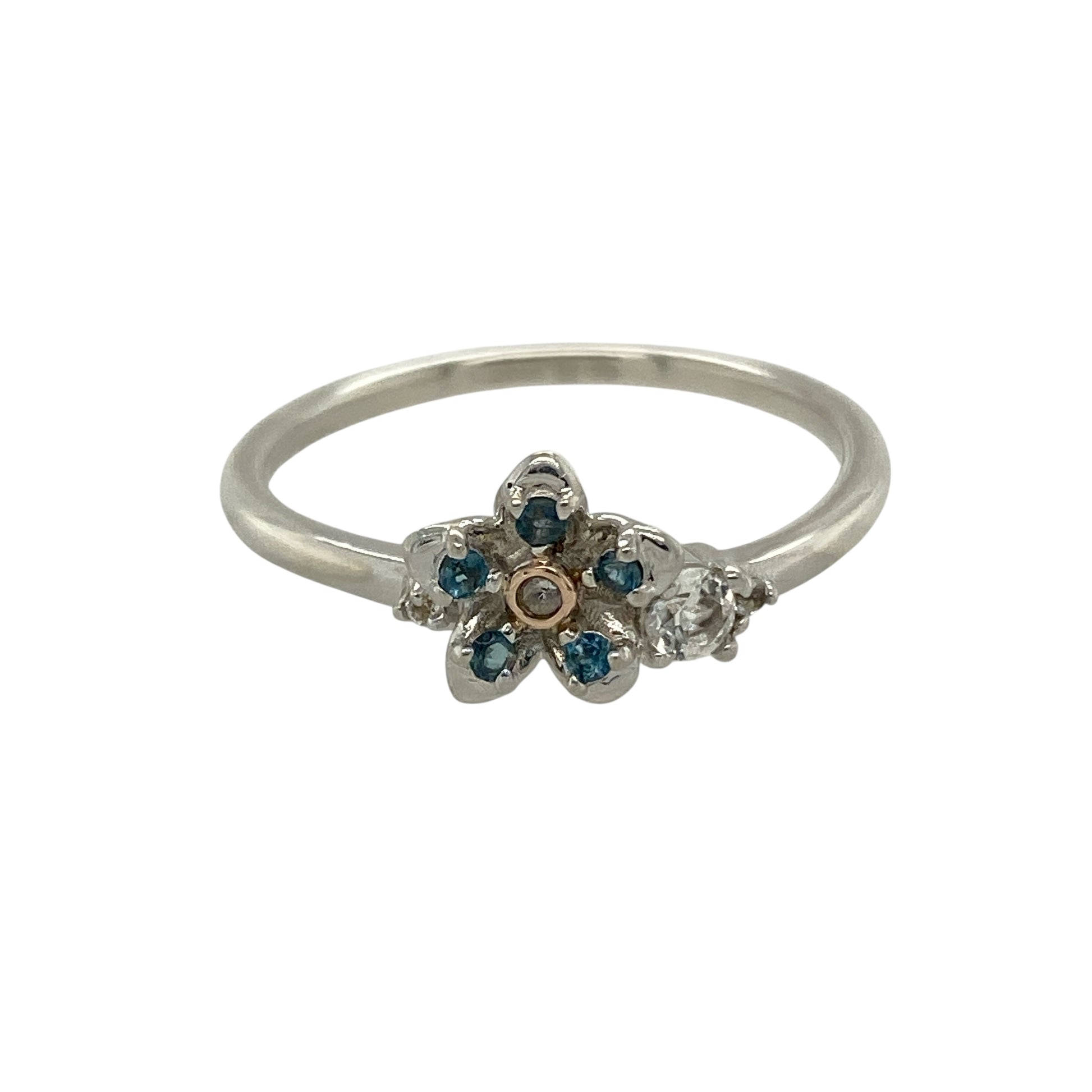 925 Silver & Blue Stone Set Forget me Not Clogau Flower Ring