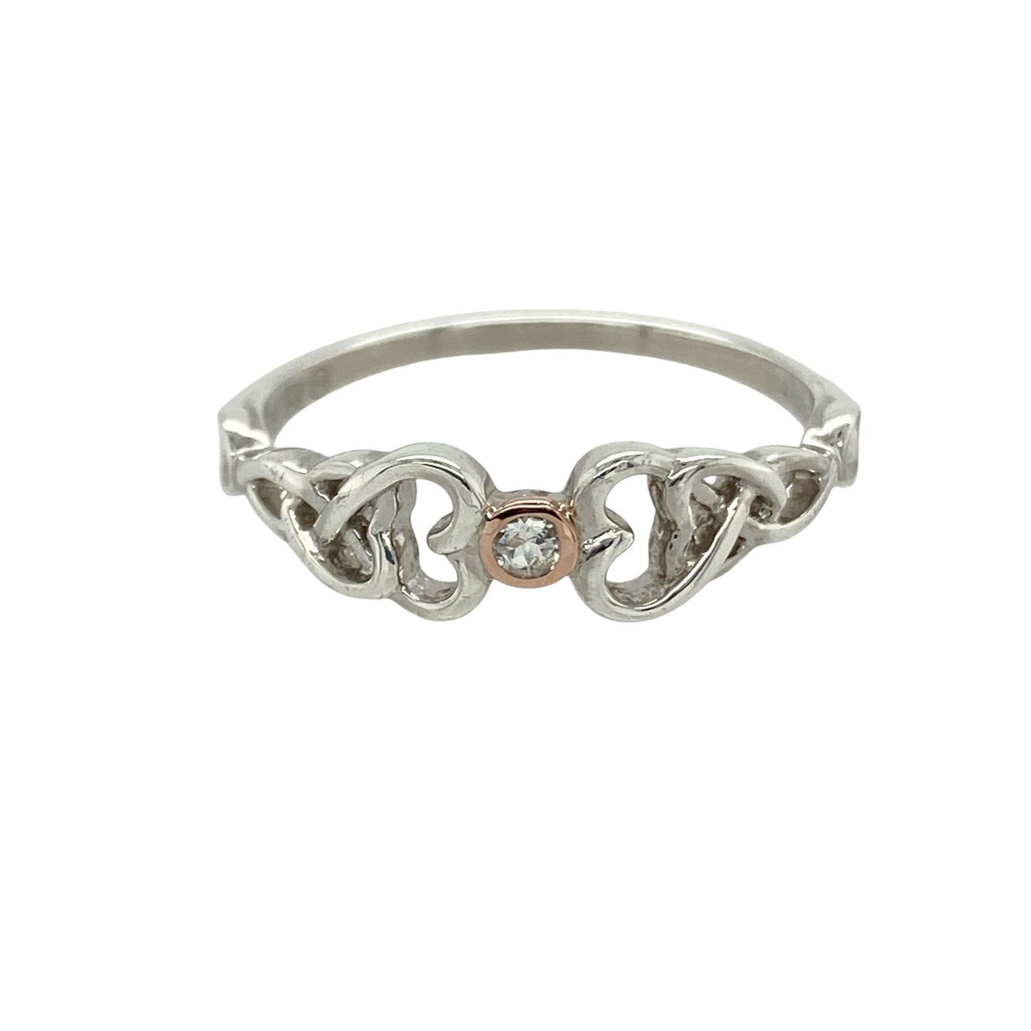 925 Silver & White Topaz Set Heart Lovespoon Ring