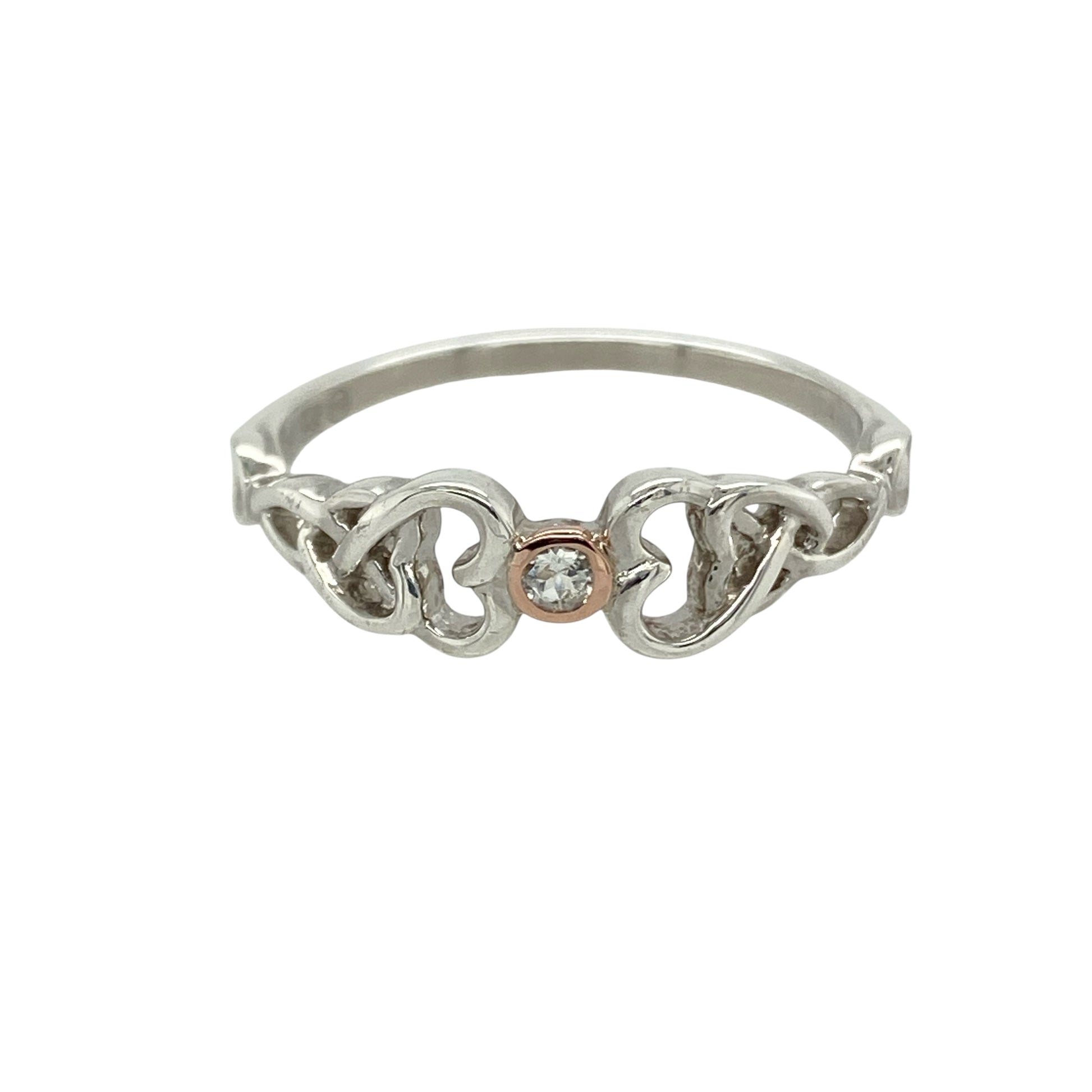 925 Silver & White Topaz Set Heart Lovespoon Ring