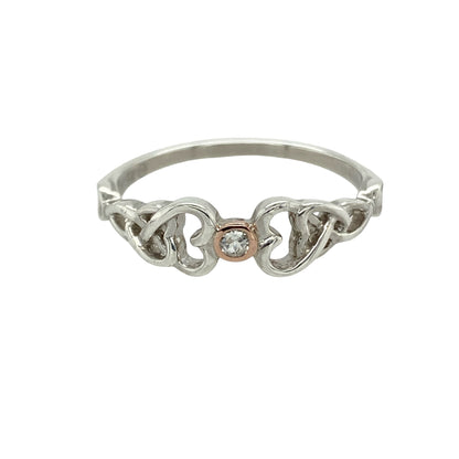 925 Silver & White Topaz Set Heart Lovespoon Ring