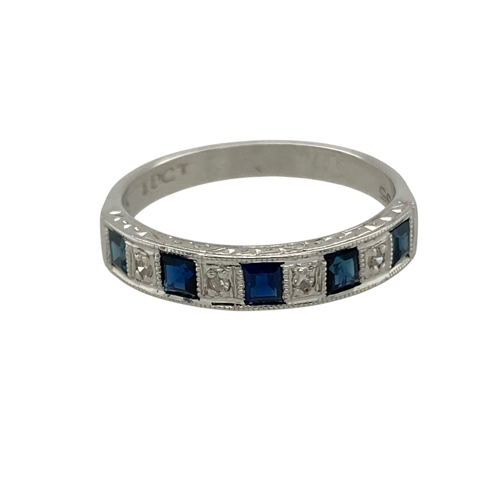 18ct White Gold Diamond & Sapphire Set Band Ring