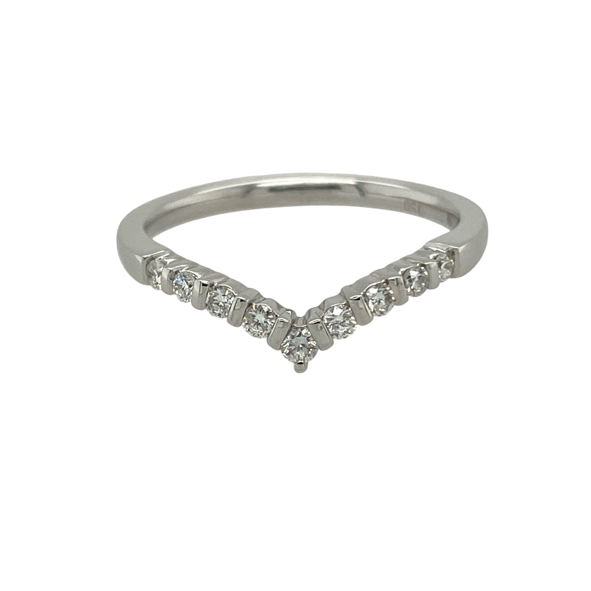 18ct White Gold & Diamond Set Wishbone Ring