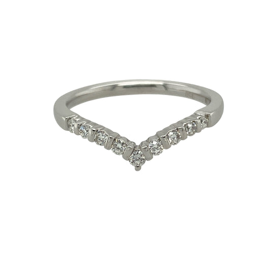 18ct White Gold & Diamond Set Wishbone Ring