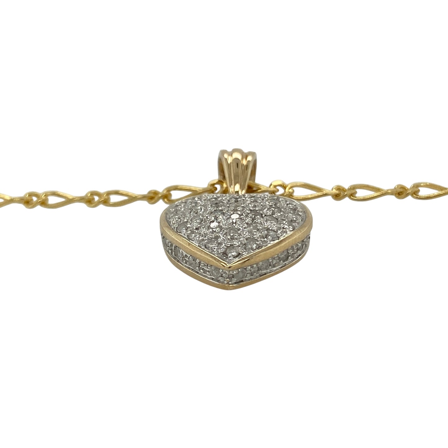 9ct Gold & Diamond Set Heart Cluster 18" Necklace