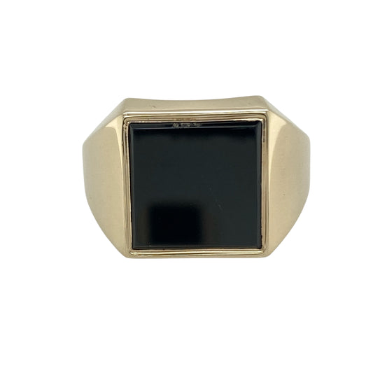 9ct Gold & Onyx Set Square Signet Ring