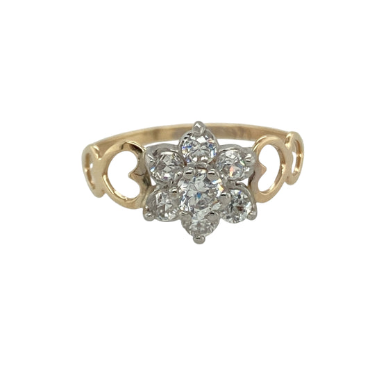 9ct Gold & Cubic Zirconia Set Flower Cluster Ring