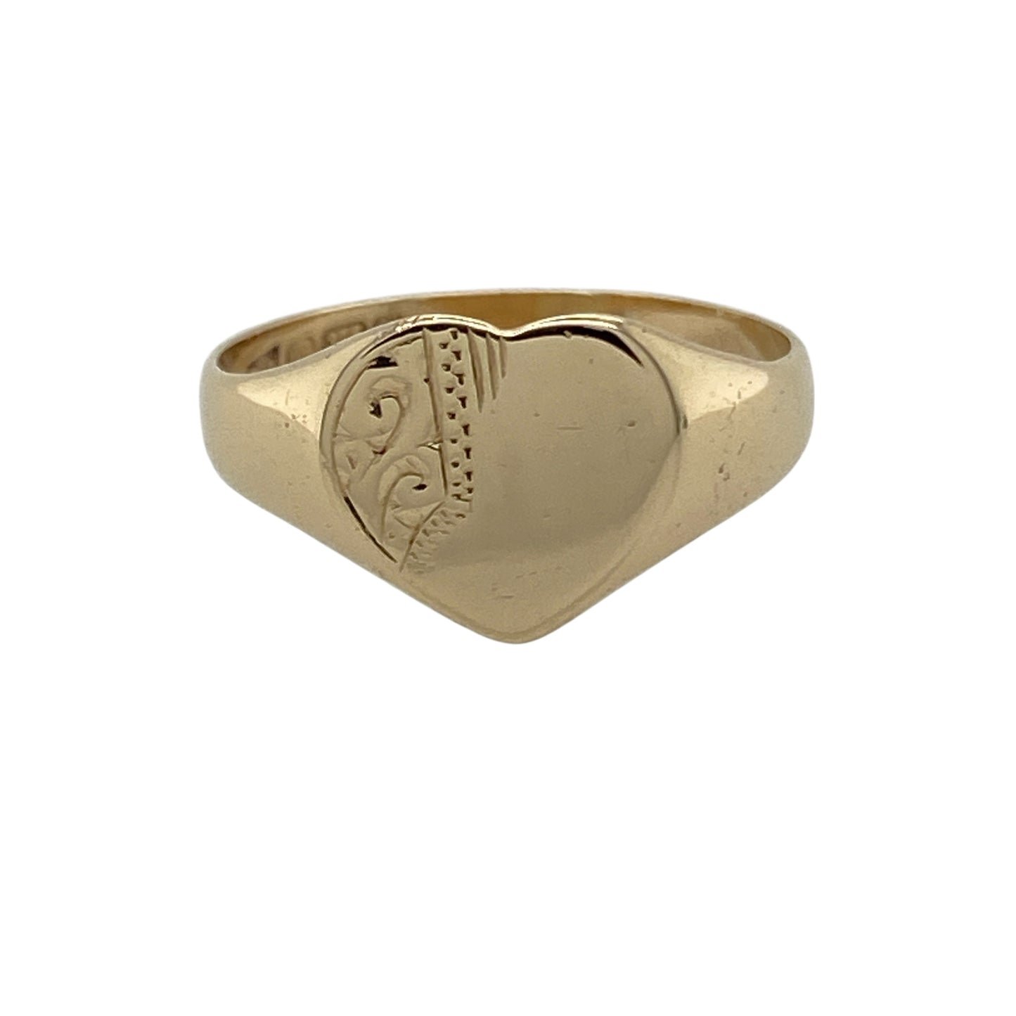 9ct Gold Patterned Heart Signet Ring