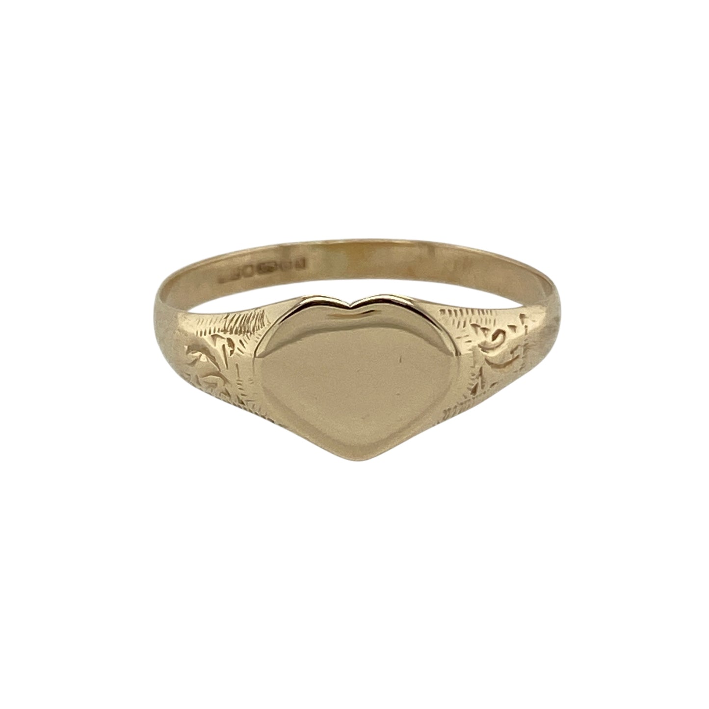 9ct Gold Patterned Heart Signet Ring