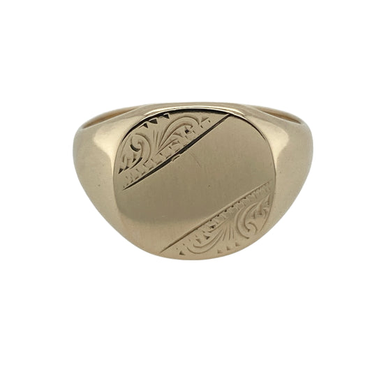 9ct Gold Patterned Signet Ring