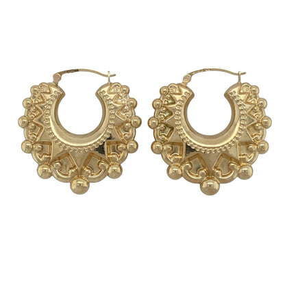 9ct Gold Fancy Patterned Hoop Creole Earrings