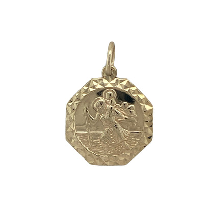 9ct Gold Octagon St Christopher Pendant