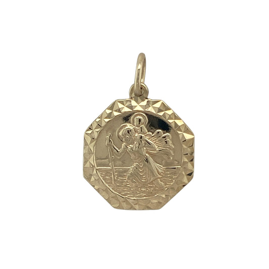 9ct Gold Octagon St Christopher Pendant