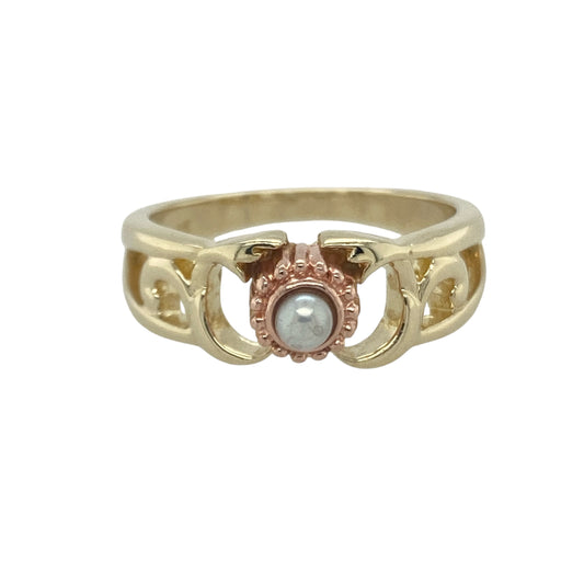 9ct Gold & Pearl Set Clogau Flower Style Ring