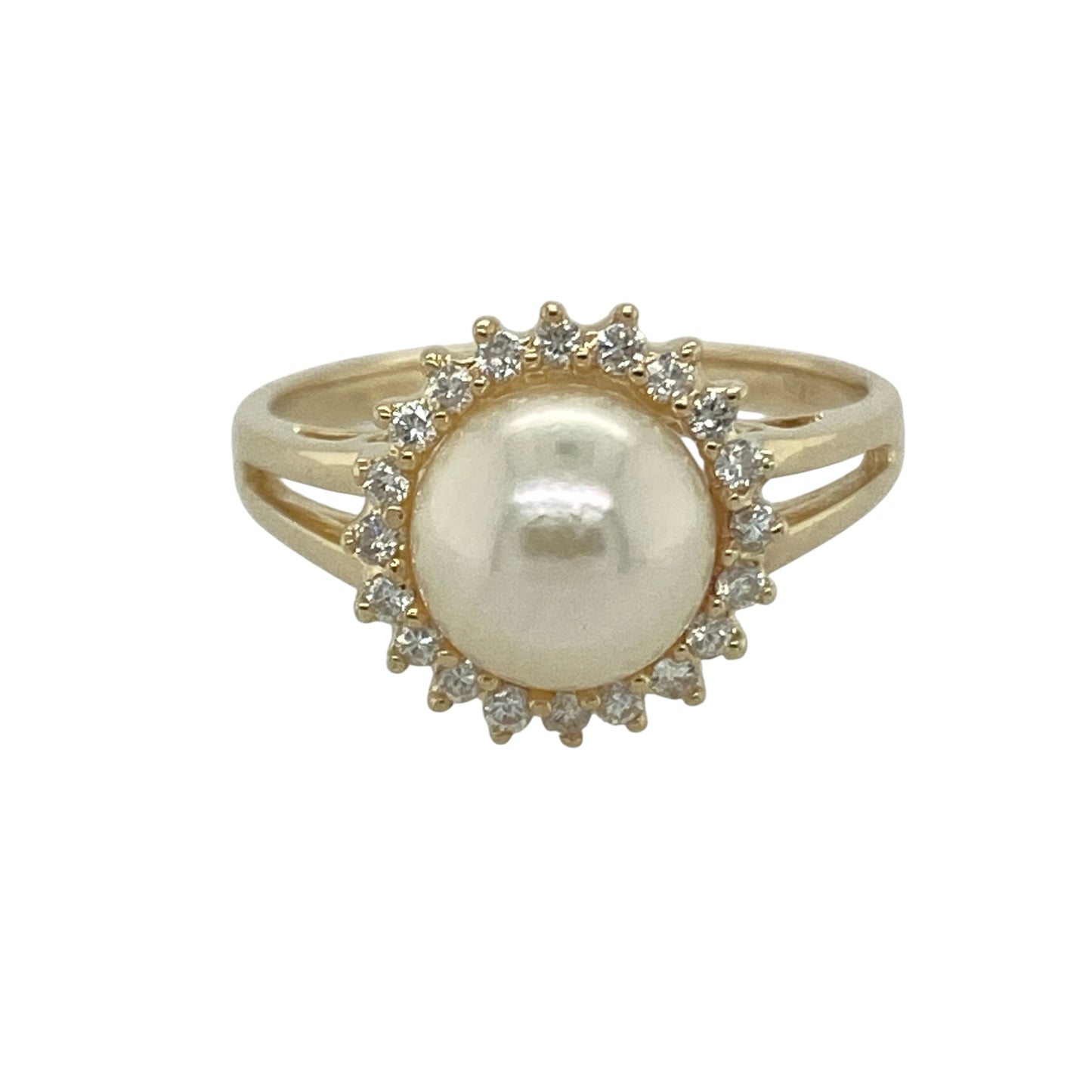 9ct Gold Diamond & Pearl Set Cluster Ring